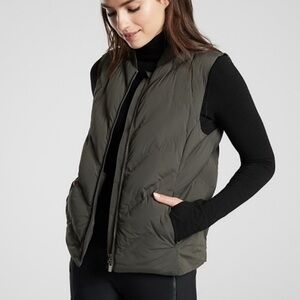 Athleta Inlet Olive Green Down Vest